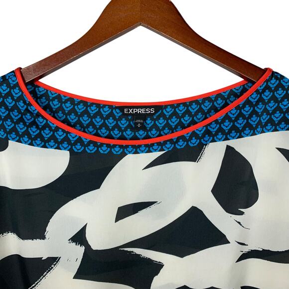 Express Blouse Sleeveless Mixed Pattern Top Art To Wear Women's M - Picture 2 of 6